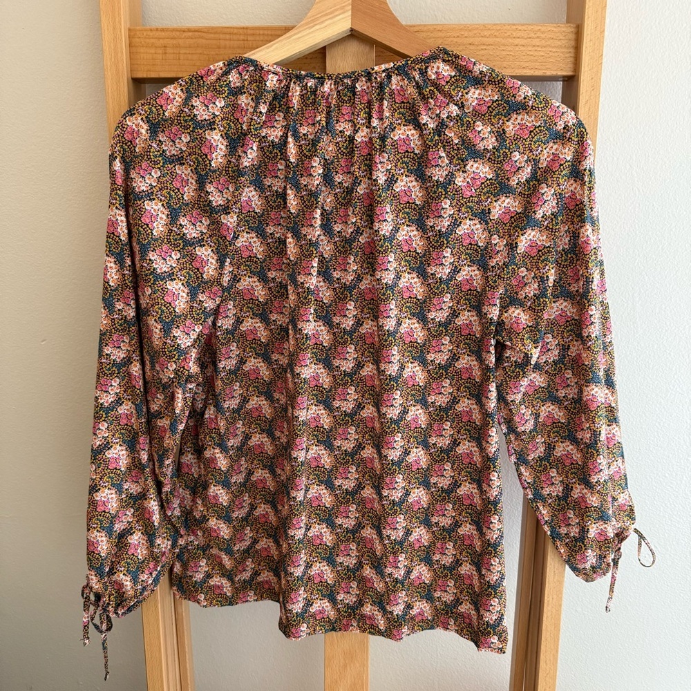 J. Crew Collection Tie-Sleeve Button-Front Top in Ratti Prism Floral - Picture 7 of 17